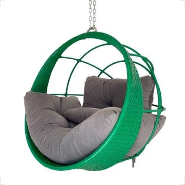 Imagem de Cadeira Suspensa Ômega Verde Balanço Ninho Gourmet Alumínio - Fexx Fib