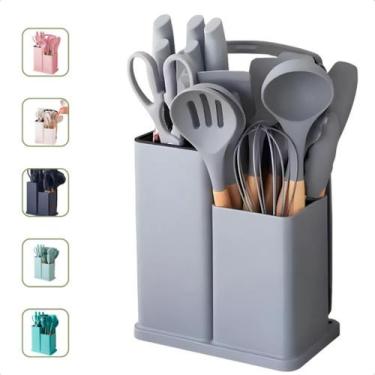 Imagem de Kit Utencilios de Cozinha em Silicone 19 Peças - Kitchenware Set, Cinz