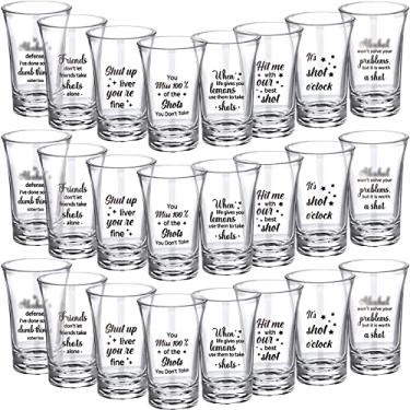 Imagem de Conjunto de 24 copos de shot de acrílico transparente para festa de 34 g com base pesada copos de shot divertidos para amigos copos de shot para adultos, 8 estilos