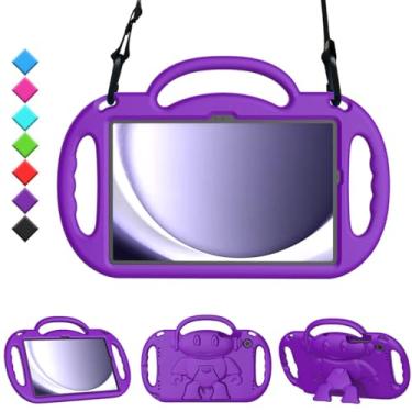 Imagem de TOEVEK Capa infantil para tablet Samsung Galaxy Tab A9 Plus de 11 polegadas, com alça de ombro, capa protetora à prova de choque para Samsung Galaxy Tab A9+ 11 polegadas 2023 (SM-X210/X216/X218), roxa