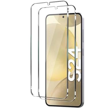 Imagem de A2one Stuff [Pacote com 2 protetores de tela para Samsung Galaxy S24 de 6,2 polegadas, película de vidro temperado transparente HD [100% compatível com impressão digital], transparente