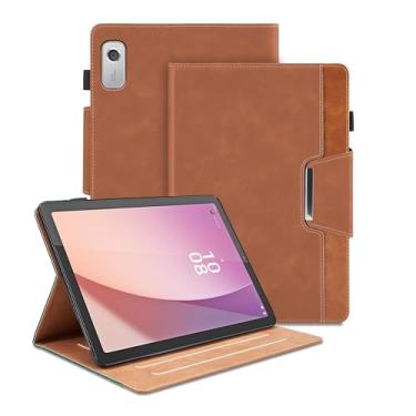 Imagem de Capa para Lenovo Tab M9 9 polegadas 2023 (TB-310FU)/Nook 22.9 cm Lenovo Tablet (2024) – suporte de visualização multiângulo com bolso e fecho magnético, capa protetora fólio de negócios de couro PU