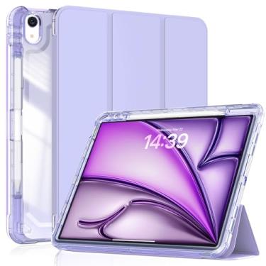 Imagem de Sevrok Capa com glitter para iPad Air de 13 polegadas M3/M2 (2025/2024), protetor de tela de couro com suporte para lápis, capa inteligente magnética de couro macio com três dobras e parte traseira de