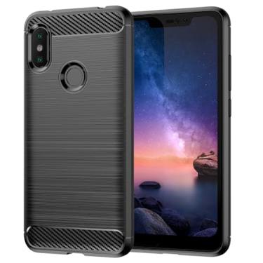 Imagem de HTXWXJC Capa para Xiaomi Mi A2 Lite, capa para Redmi 6 Pro, M1805D1SG, capa protetora fina de borracha TPU de fibra de carbono antiarranhões à prova de choque para Xiaomi Mi A2 Lite preta