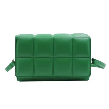 Imagem de JUMISEE Bolsa tiracolo feminina de couro, bolsa tiracolo moderna, quadrada, bolsa carteiro, bolsa clutch, Verde, One Size
