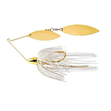Imagem de War Eagle Double Willow moldura dourada Spinnerbait, Spinnerbait, White Gold, 3/8 oz.