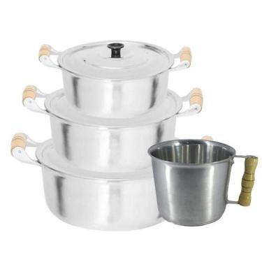 Imagem de Jogo Panelas Grande Alumínio Batido Fundido Grosso e Caneca - Okayshop