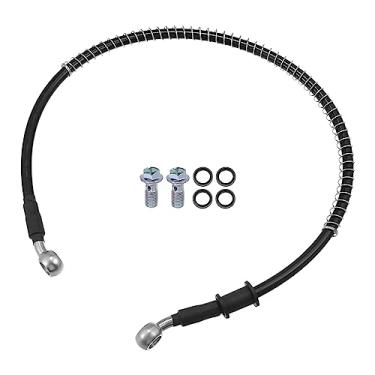 Imagem de X AUTOHAUX Mangueira de freio para motocicleta linha de freio hidráulico tubo de mangueira de óleo com encaixe de proteção de mola para quadriciclo motocicleta motocross corrida bicicleta 60 cm preto