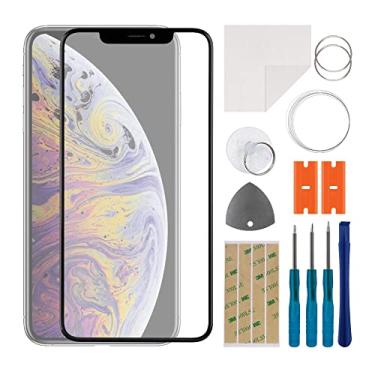 Imagem de SWARK Substituição da lente do painel externo de vidro frontal + OCA compatível com iPhone Xs MAX 6,5 polegadas (sem tela LCD e digitalizador de toque) com kit de reparo