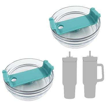 Imagem de Pacote com 2 tampas de copo de 1,134 g compatíveis com Stanley Quencher, capas de copo de aço inoxidável à prova de derramamento resistentes a respingos adequadas para Stanley e mais café