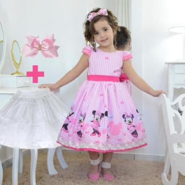 Imagem de Vestido de Menina Minnie Rosa + Laço cabelo + Saia de Armação - Modern
