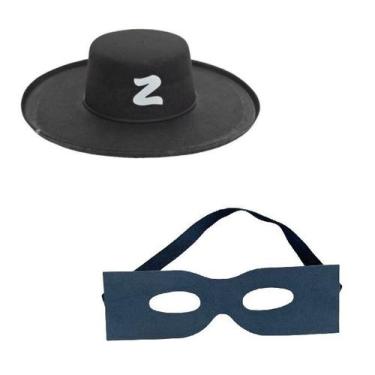 Imagem de Fantasia Zorro Chapéu e Máscara Preta Carnaval Festa - Lynx Produções 