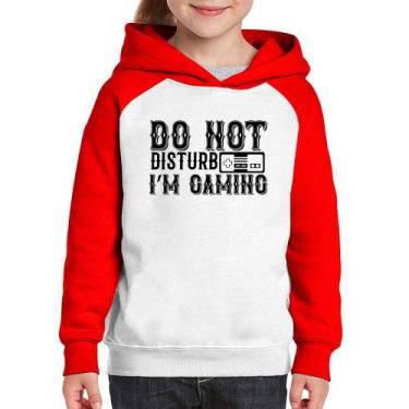 Imagem de Moletom Infantil Do Not Disturb I'm Gaming - Foca na Moda, Branco, Ver