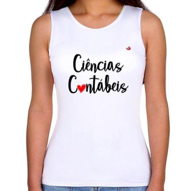 Imagem de Regata Feminina Ciências Contábeis por amor - Foca na Moda, Branco, G
