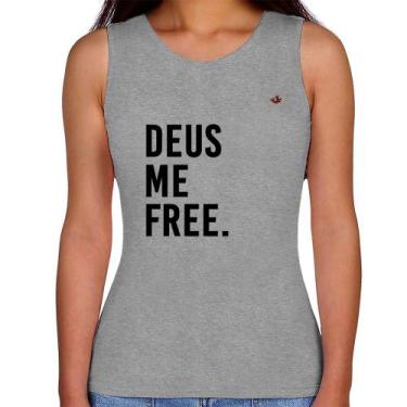 Imagem de Regata Feminina Deus me free - Foca na Moda, Cinza, M