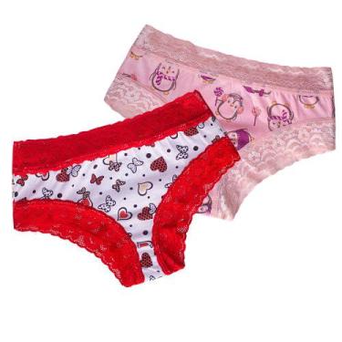 Imagem de Kit 30 Calcinha Infantil Menina Estampada Poliéster Criança Revenda - 