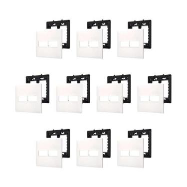 Imagem de Kit 10 Placa/Espelho 4X4 2 Mod 618511BC Pial Plus+ Legrand c Suporte -