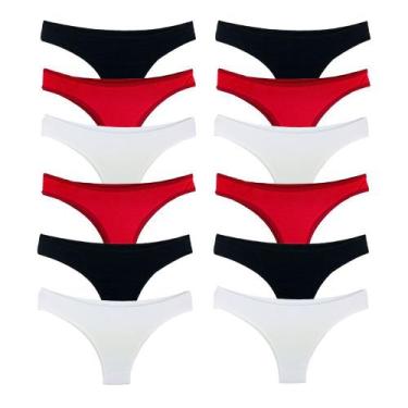 Imagem de Kit 12 Calcinhas Fio Dental Algodão Cotton Básica Lisa Lingerie 007 - 