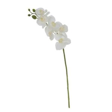 Imagem de Haste Flor Artificial Orquídea Phalaenopsis Real Toque X6 Branco 70cm 