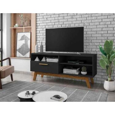 Imagem de Rack Paládio em Madeira Preto Fosco para TV até 55 Polegadas Móveis Be