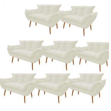 Imagem de Kit 08 Namoradeira  Decorativa  Opala Pés Palito em Madeira 2 Lugares 