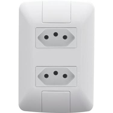 Imagem de Kit c/ 15 tomada dupla 10a c/ placa 4 x 2 aria tramontina, Branco, Biv