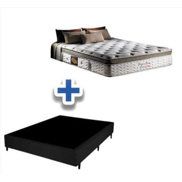 Imagem de Conjunto: box suede preto + colchão herval imperatore molas ensacadas 
