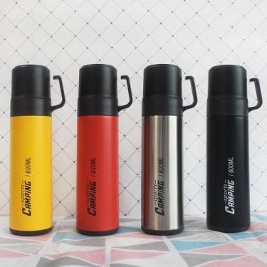 Imagem de Garrafa térmica 600ml inox com tampa copo - sport e camping, Amarelo