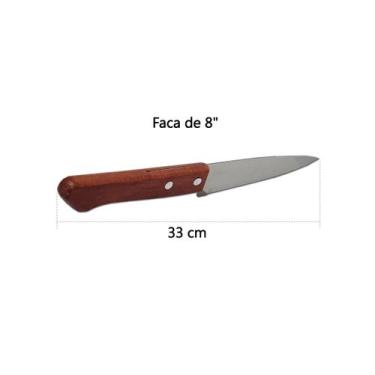 Imagem de Faca para Cozinha 6 e 8 - Cabo de Madeira, Aço Inox Original 28cm ou 3