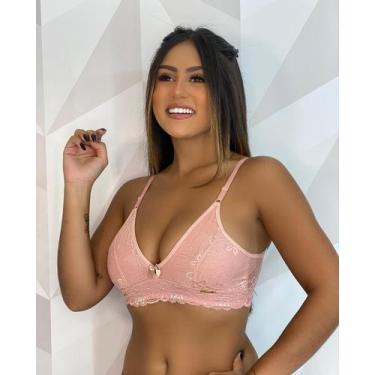Imagem de Sutiã de Renda Sem Bojo Luxo Alça Fina - Charme Delas, GG, Rosa