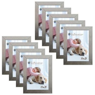 Imagem de Kit 9 Molduras Porta Retrato 15X21 Prateado - Santamaria Molduras