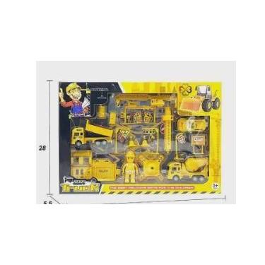 Imagem de Kit Brinquedo Veículos de Construção 18 peças à Fricção . - toys king