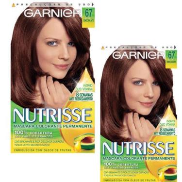 Imagem de Kit 2 Tintura Creme Nutrisse Garnier Chocolate 67 Kit