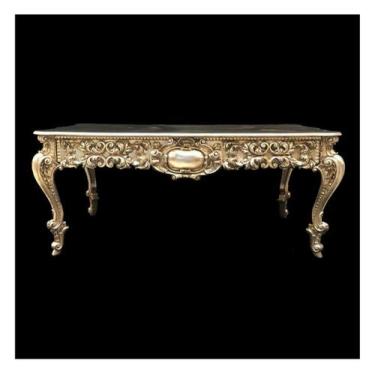 Imagem de Mesa de Jantar 2M Folha Ouro Rica Entalhes Luxo Luiz XV - LUXdécor