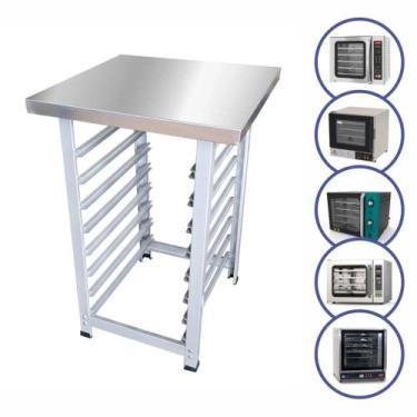 Imagem de Mesa Bancada Estante Inox para Forno Gran Chef FCV Gpaniz com Suporte 