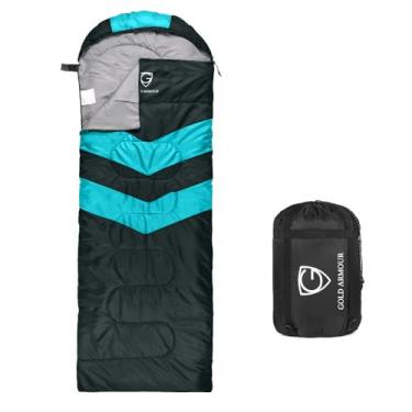 Imagem de Saco de dormir Gold Armour para uso interno e externo – Ótimo para crianças, meninos, meninas, adultos, leve para festa do pijama, mochila, acessórios para equipamentos de acampamento, Gray / Sky Blue - Right Zipper, Single