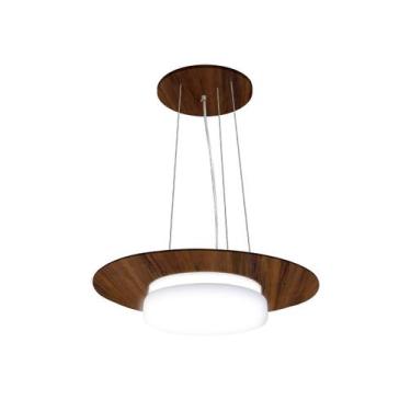 Imagem de Pendente de Madeira Saturno Vidro Imola 45 cm Imbuia/Branco - Madeluz