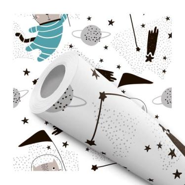 Imagem de Papel de Parede Vinílico Gatinho Astronauta Espaço Quarto 5m - DELIQUA