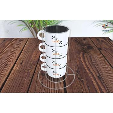 Imagem de Conjunto de 4 Xícaras 180ml Personalizadas com Suporte de Metal (Preto)