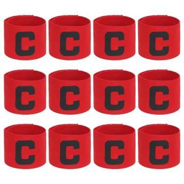 Imagem de PATIKIL Braçadeira de Capitão de Futebol, 12 Peças, Bandas de Braço de Capitão para Futebol Elástica Capitão C Braçadeiras Esportivas para Jovens Adultos Treinamento de Equipe de Futebol Vermelho