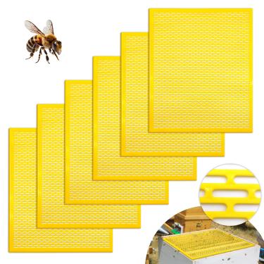 Imagem de Excluidor de plástico Queen, 6 peças de exclusão de abelha rainha com orifício elíptico amarelo, exclusores de rainha de apicultura para 10 molduras, suprimentos de apicultura, ferramentas de