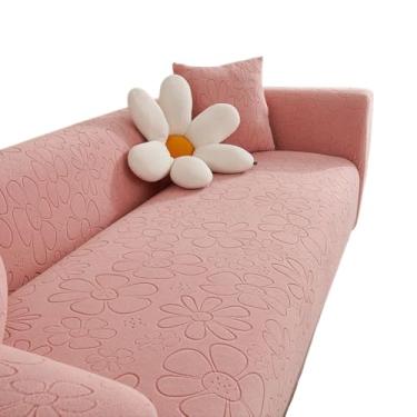 Imagem de Capa de sofá de veludo macio, estiramento para 1-5 lugares, protetor de móveis durável, cor sólida, capa confortável para sofá e poltrona reclinável(Pink,5-seat 305-360cm)