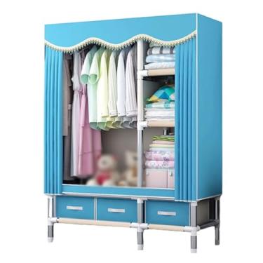 Imagem de Guarda-roupa Armário de guarda-roupa forte autônomo rack de roupas com gavetas armário de guarda-roupa para pendurar roupas organizador de armazenamento armário