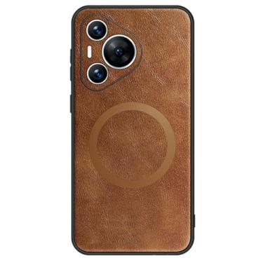 Imagem de HAO RIYLN Capa de couro para Huawei Pura 70 Ultra/70 Pro+/70 pro/70, capa de telefone antiimpressões digitais, proteção à prova de choque, capa de negócios ultrafina, marrom, 70 Ultra