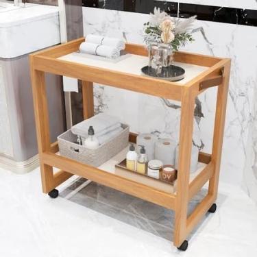 Imagem de Carrinho Manicure Aparador Barzinho Multiuso Organizador Prateleiras Rodízios (OFFWHITE)