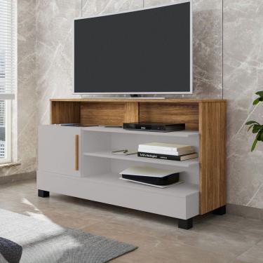 Imagem de Rack para TV Até 48 Polegadas Pipa 1 Porta Off White/Cinamomo - Móveis Bechara