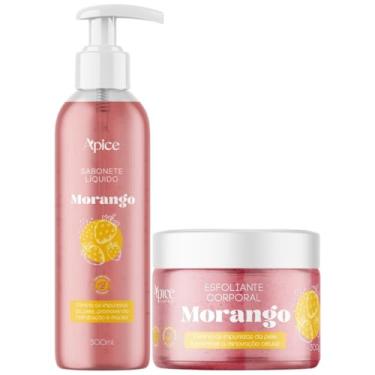 Imagem de Kit Sabonete Liquido + Esfoliante Morango Apice Apse Corporal Banho Esfoliação Corpo Vegano 300g