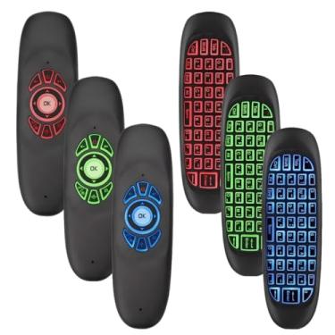 Imagem de Controle Remoto Air Mouse com Teclado QWERTY, LED 7 Cores, Recarregável, Compatível com Smart TV, TV Box, PC