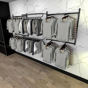 Imagem de Arara de roupas closet quarto com 18 peças cremalheira 300x100 cm cor 
