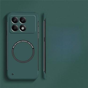 Imagem de Capa de telefone sem moldura magnética ultra fina para PC rígido para Xiaomi Poco X6 Pro F3 F4 F5 Pro Capa sólida fosca de cor pura, verde escuro, para Poco F5 Pro